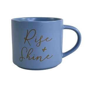 Threshold Rise + Shine Light Blue Stoneware Coffee Mug Gold Script 14oz